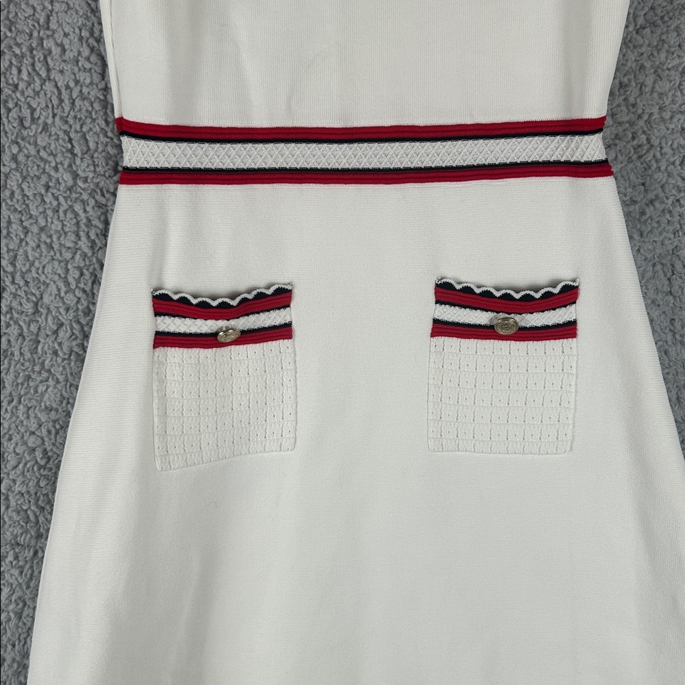 Sandro Paris Short Sleeve Flare Knee Length Crochet Dress Size 36 - Picture 9 of 16